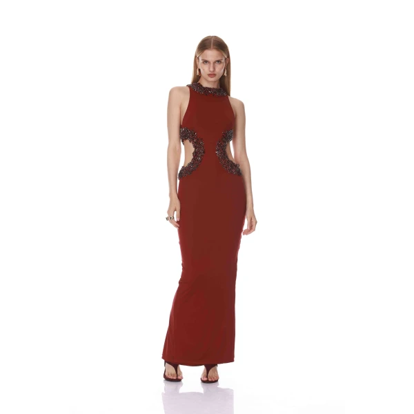 Bronx and Banco Camila Burgundy Cutout Maxi Dress | Maxi Dresses | Luxury Shoes 