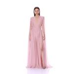 Bronx and Banco Chiffon Blush Cape Gown | Evening Gowns | Luxury Shoes 