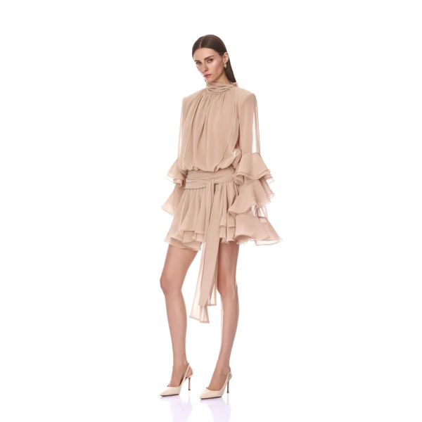 Bronx and Banco Chiffon Long Sleeve Mini Dress | Mini Dresses | Luxury Shoes 