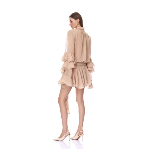 Bronx and Banco Chiffon Long Sleeve Mini Dress | Mini Dresses | Luxury Shoes 