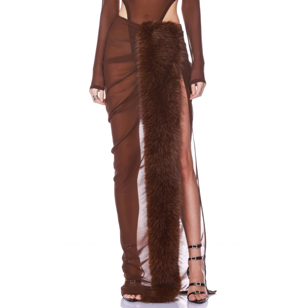 Bronx and Banco Chiffon and Faux Fur Maxi Skirt | Maxi Skirts | Luxury Shoes 