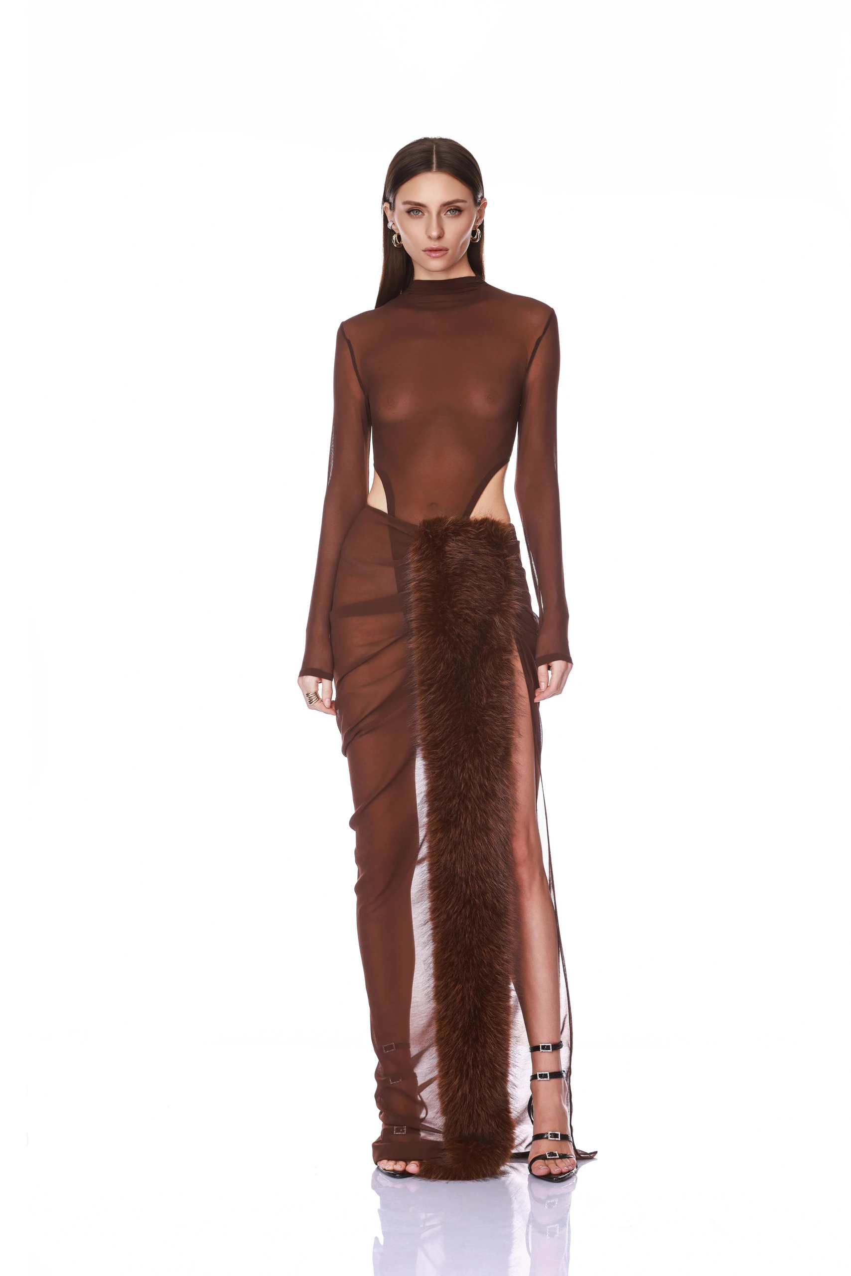 Bronx and Banco Chiffon and Faux Fur Maxi Skirt 2 Bronx and Banco Chiffon and Faux Fur Maxi Skirt | Maxi Skirts | Luxury Shoes