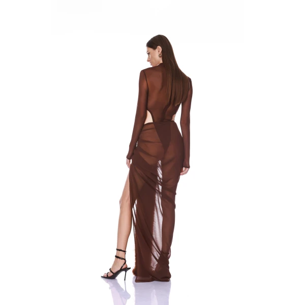 Bronx and Banco Chiffon and Faux Fur Maxi Skirt | Maxi Skirts | Luxury Shoes 