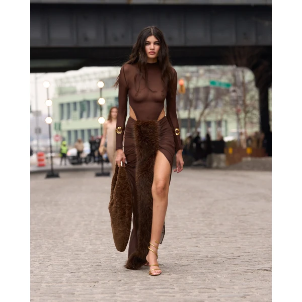 Bronx and Banco Chiffon and Faux Fur Maxi Skirt | Maxi Skirts | Luxury Shoes 