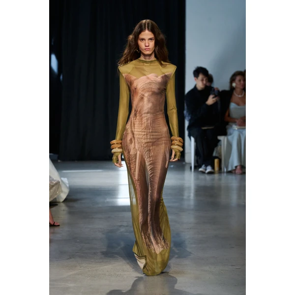 Bronx and Banco Elephant Long Sleeve Sheer Mesh Maxi Dress | Maxi Dresses | Luxury Shoes 