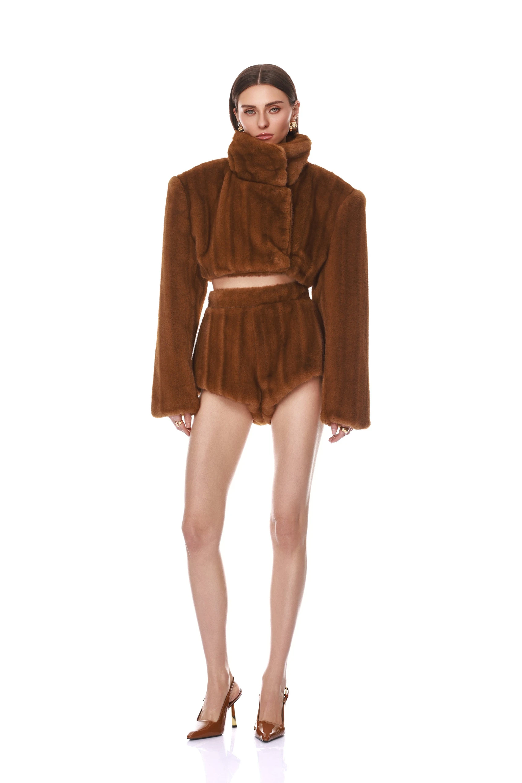 Bronx and Banco Faux Mink Camel Brown Shorts 2 Bronx and Banco Faux Mink Camel Brown Shorts | Shorts | Luxury Shoes