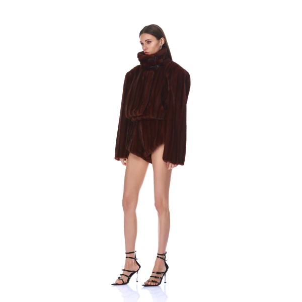Bronx and Banco Faux Mink Dark Brown Shorts | Shorts | Luxury Shoes 