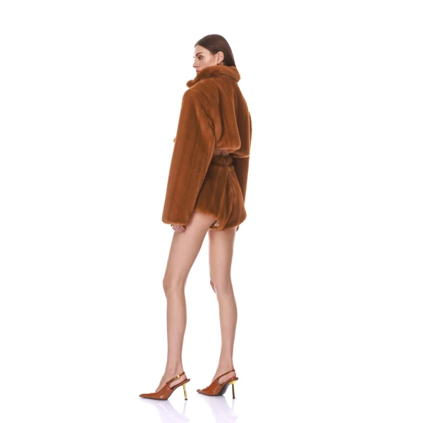 Bronx and Banco Faux Mink Long Sleeve Cropped Jacket | Jackets | Luxury Shoes 