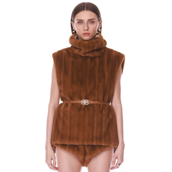 Bronx and Banco Faux Mink Sleeveless Vest | Vests | Luxury Shoes 
