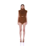 Bronx and Banco Faux Mink Sleeveless Vest | Vests | Luxury Shoes 
