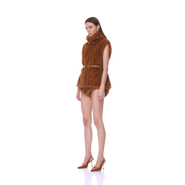 Bronx and Banco Faux Mink Sleeveless Vest | Vests | Luxury Shoes 