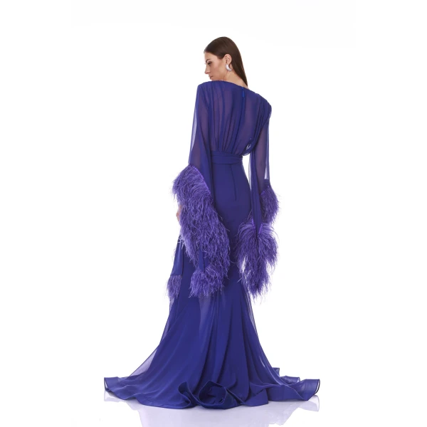 Bronx and Banco Geisha V-Neck Indigo Gown | Evening Gowns | Luxury Shoes 