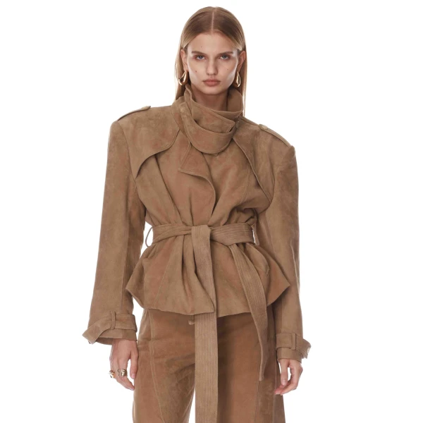 Bronx and Banco Hayden Suede Belted Jacket | Jackets | Luxury Shoes 