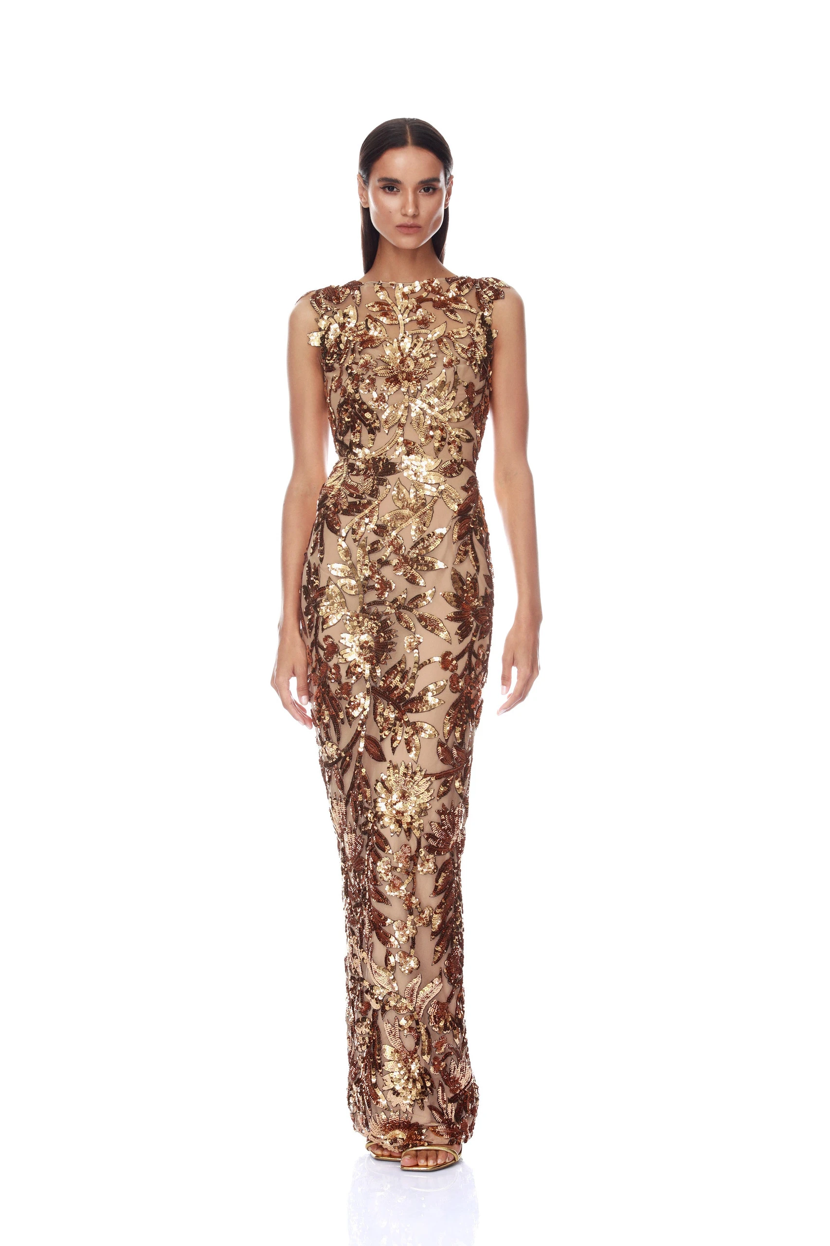 Bronx and Banco High Neck Embellished Gold Maxi Dress 1 Bronx and Banco High Neck Embellished Gold Maxi Dress | Maxi Dresses | Luxury Shoes