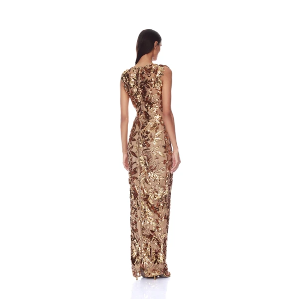 Bronx and Banco High Neck Embellished Gold Maxi Dress | Maxi Dresses | Luxury Shoes 