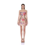 Bronx and Banco Jasmine Maraya Strapless Coral Floral Mini Dress | Mini Dresses | Luxury Shoes 