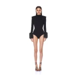 Bronx and Banco Long Sleeve Bodysuit with Faux Fur Cuffs | Bodysuit | Luxury Shoes 