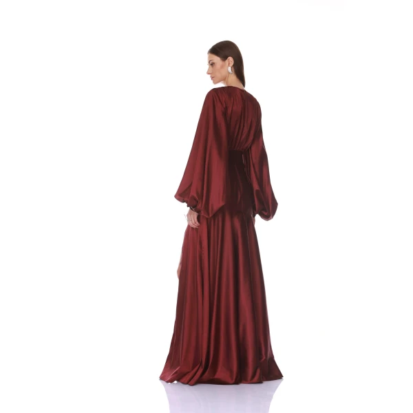 Bronx and Banco Long Sleeve V-Neck Burgundy Maxi Dress | Maxi Dresses | Luxury Shoes 