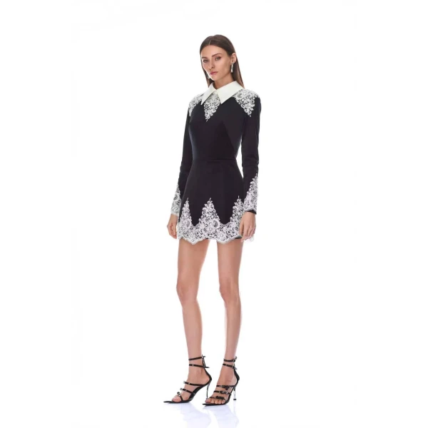 Bronx and Banco Long Sleeve Velvet and Lace Mini Dress | Mini Dresses | Luxury Shoes 