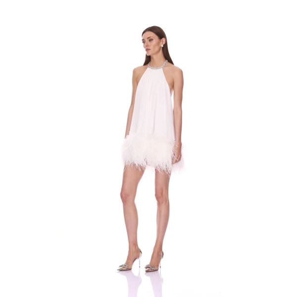 Bronx and Banco Madeline Diamond White Halterneck Mini | Mini Dresses | Luxury Shoes 