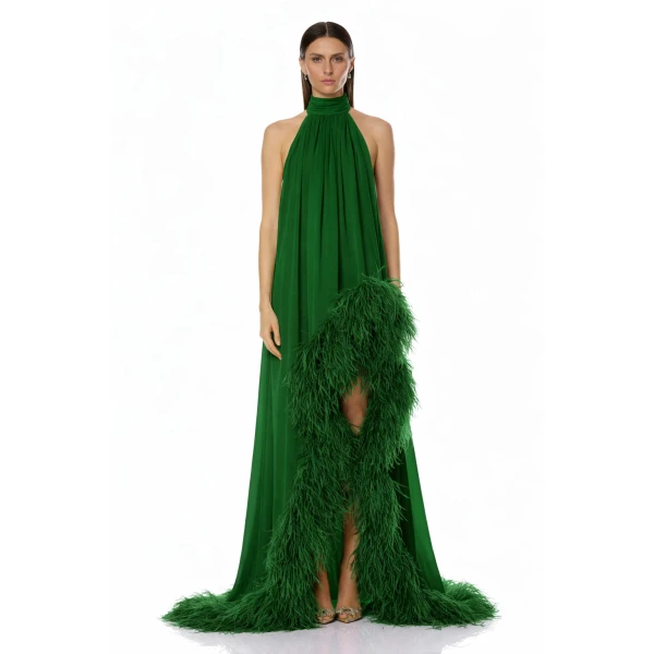 Bronx and Banco Madeline Halterneck Emerald Gown | Evening Gowns | Luxury Shoes 