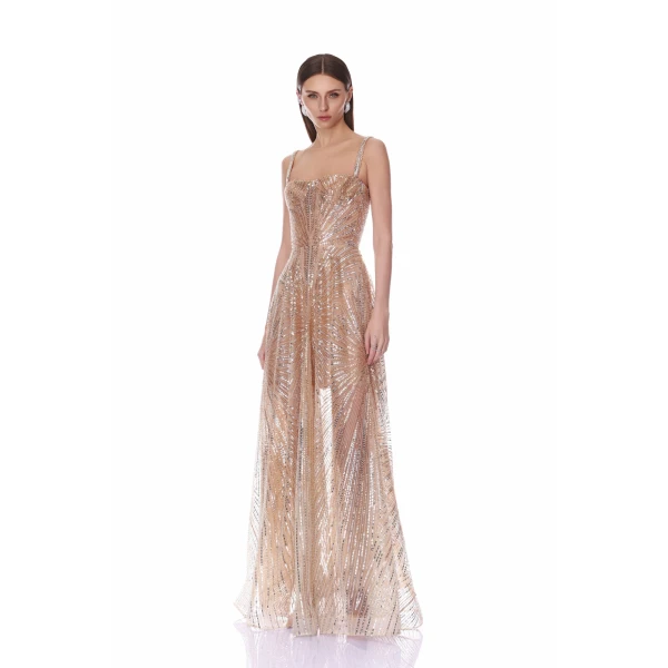 Bronx and Banco Midnight Sleeveless Embellished Tulle Gown | Evening Gowns | Luxury Shoes 