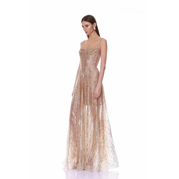 Bronx and Banco Midnight Sleeveless Embellished Tulle Gown | Evening Gowns | Luxury Shoes 