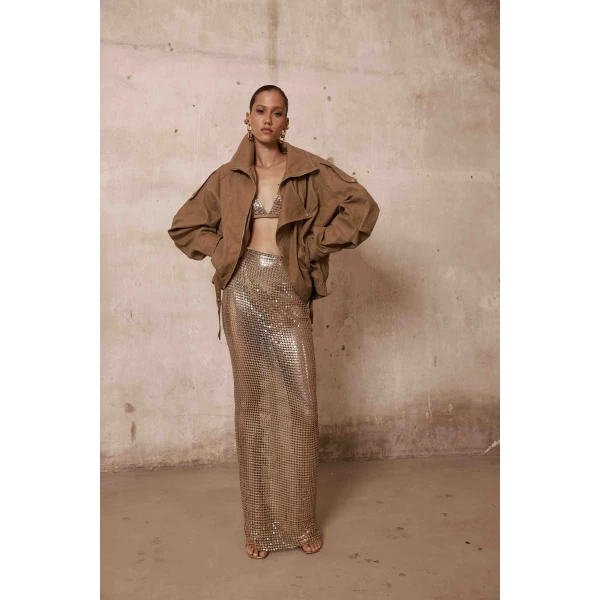 Bronx and Banco Oasis Khaki Eco Suede Jacket | Jackets | Luxury Shoes 