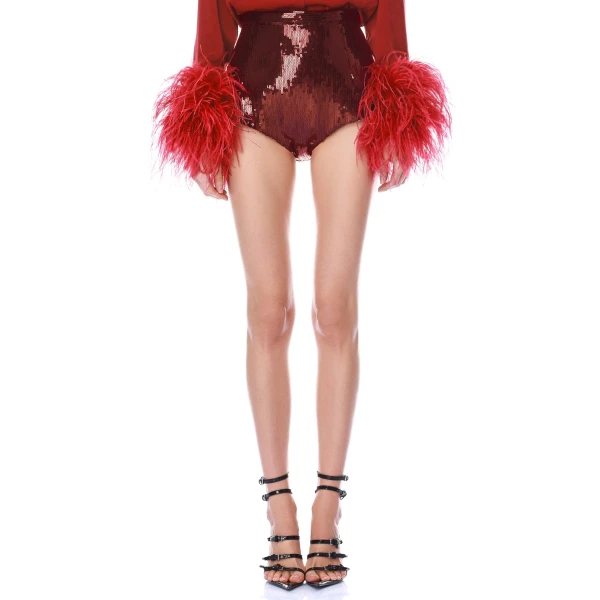 Bronx and Banco Renee Burgundy Sequin Micro Shorts | Shorts | Luxury Shoes 