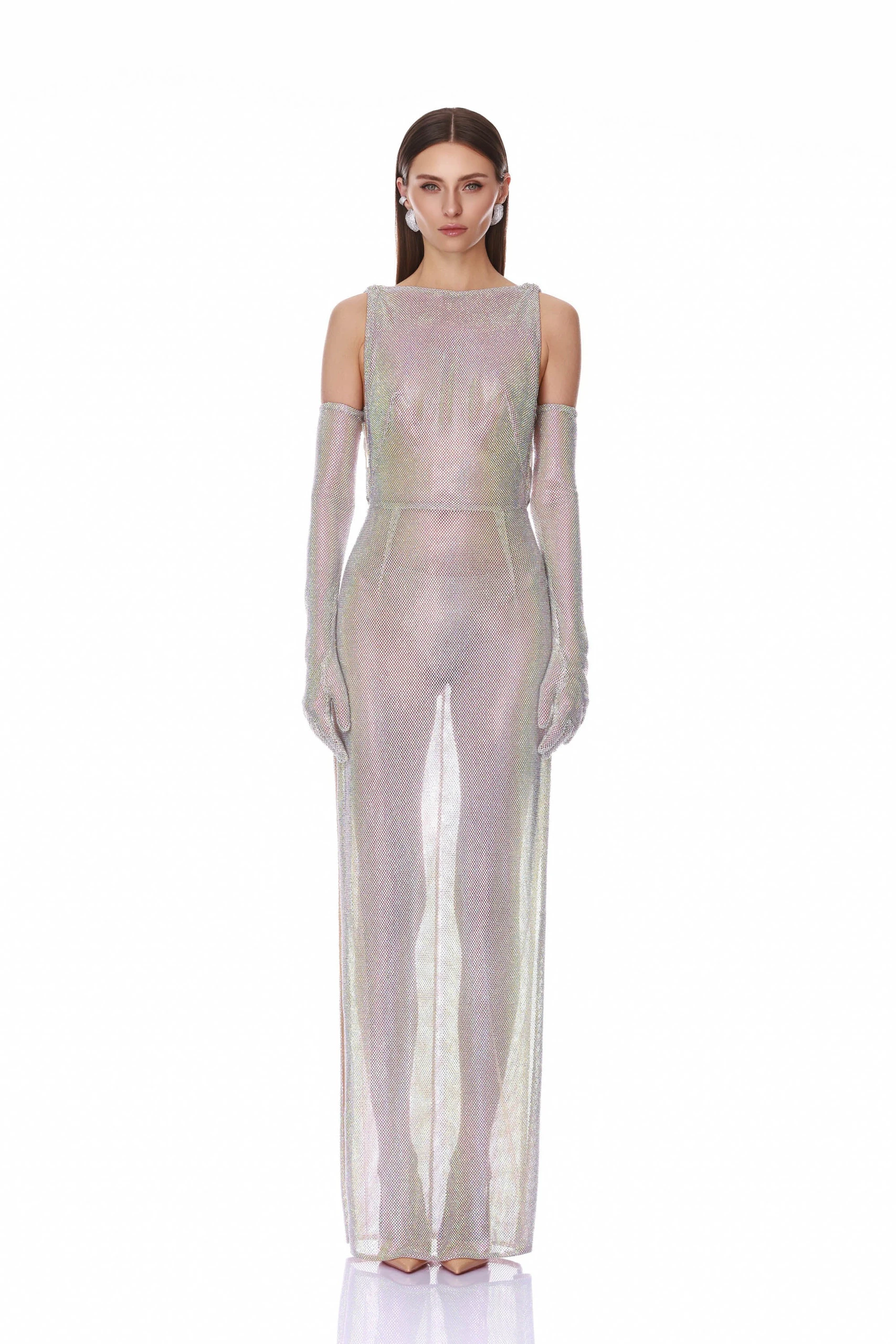 Bronx and Banco Sleeveless Diamond Embellished Maxi Dress with Gloves 1 Bronx and Banco Sleeveless Diamond Embellished Maxi Dress with Gloves | Maxi Dresses | Luxury Shoes