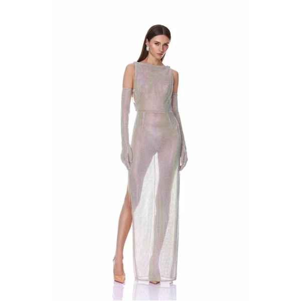 Bronx and Banco Sleeveless Diamond Embellished Maxi Dress with Gloves | Maxi Dresses | Luxury Shoes 