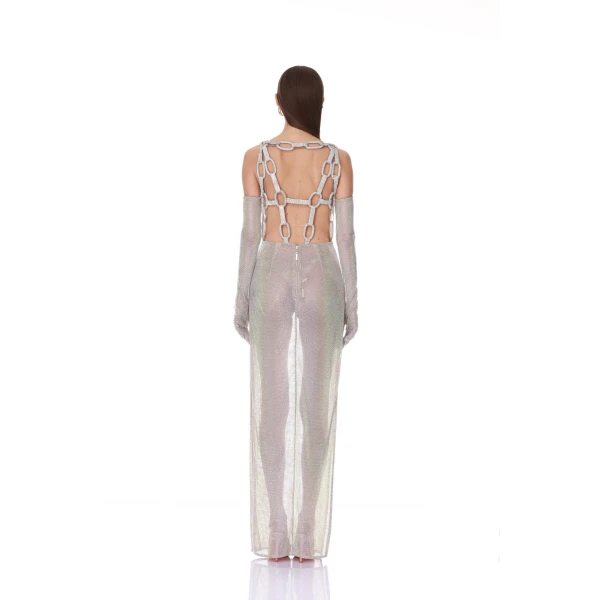 Bronx and Banco Sleeveless Diamond Embellished Maxi Dress with Gloves | Maxi Dresses | Luxury Shoes 