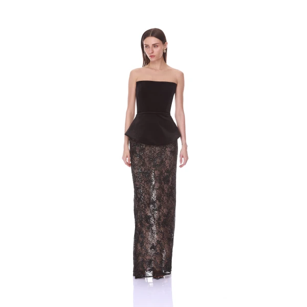 Bronx and Banco Strapless Velvet and Lace Maxi Dress Set | Maxi Dresses | Luxury Shoes 