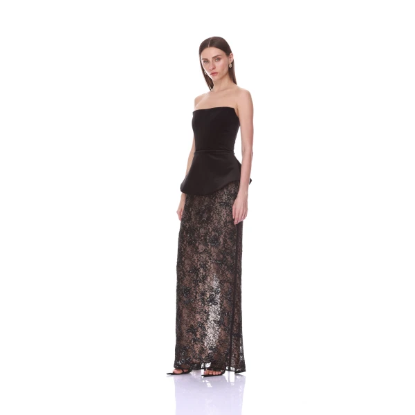 Bronx and Banco Strapless Velvet and Lace Maxi Dress Set | Maxi Dresses | Luxury Shoes 