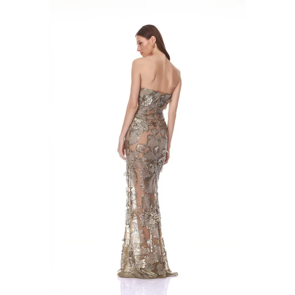 Bronx and Banco Tiffany Sequin Floral Farah Strapless Maxi Dress | Maxi Dresses | Luxury Shoes 