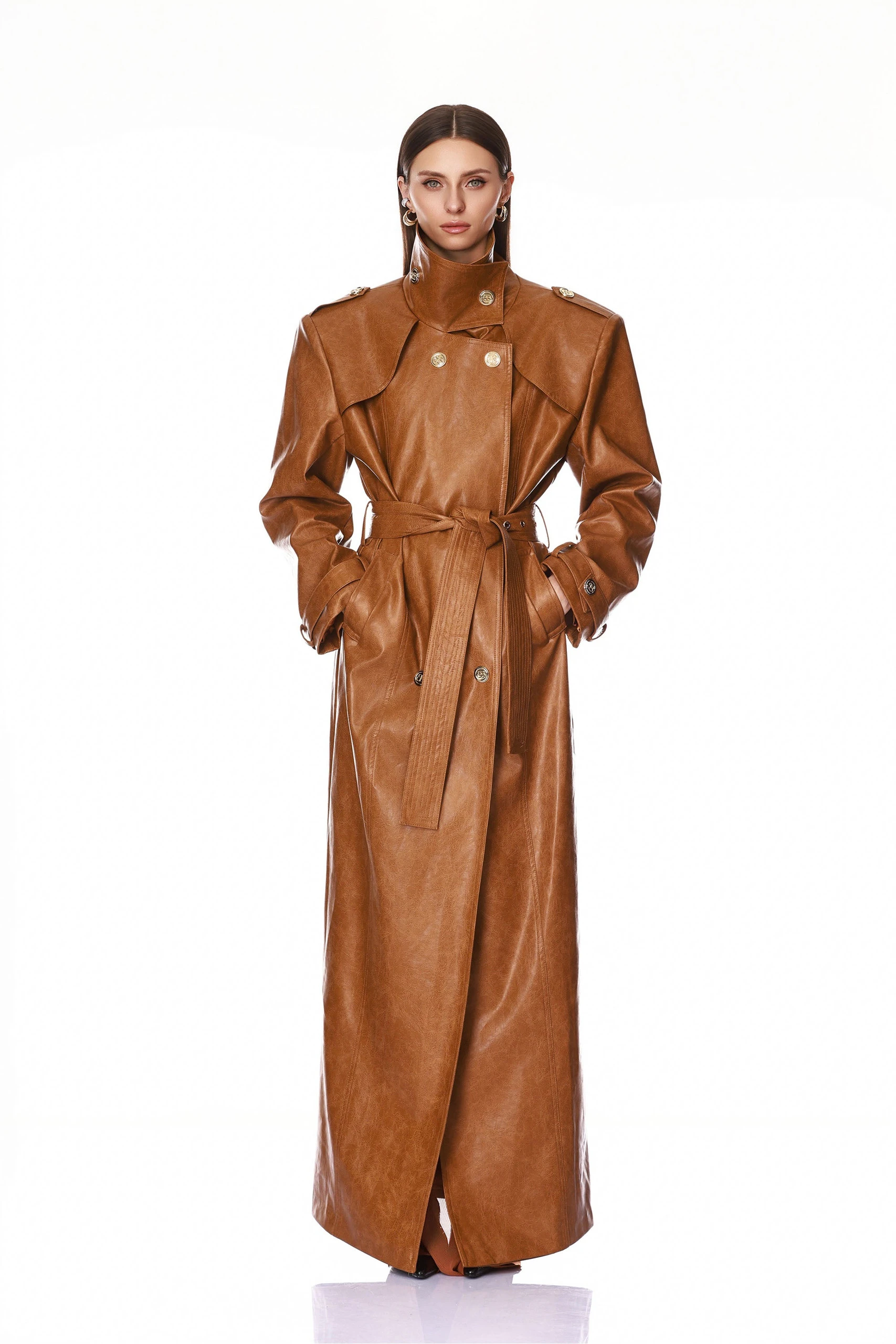 Bronx and Banco Vegan Camel Leather Trench Coat 1 Bronx and Banco Vegan Camel Leather Trench Coat | Trench Coat | Luxury Shoes