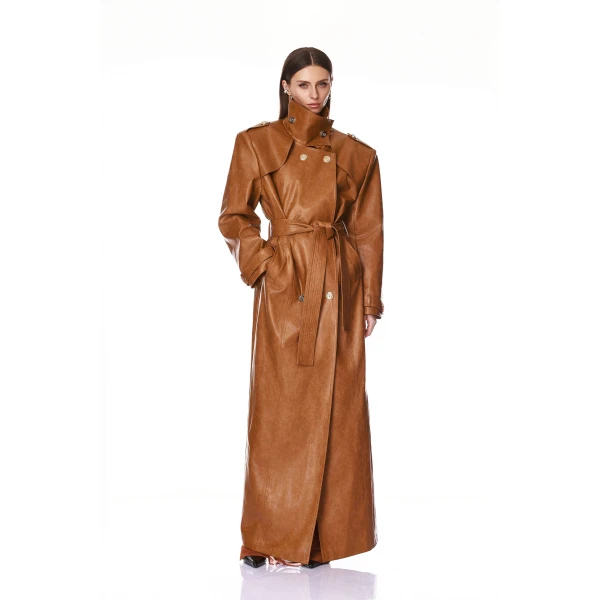 Bronx and Banco Vegan Camel Leather Trench Coat | Trench Coat | Luxury Shoes 