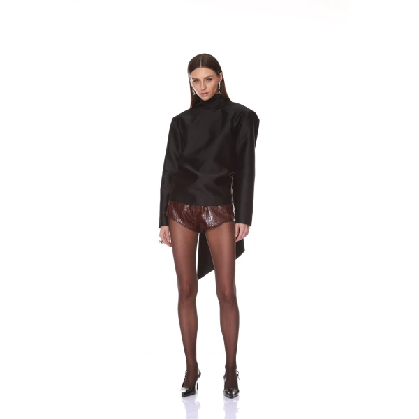 Vegan Croc Embossed Burgundy Shorts