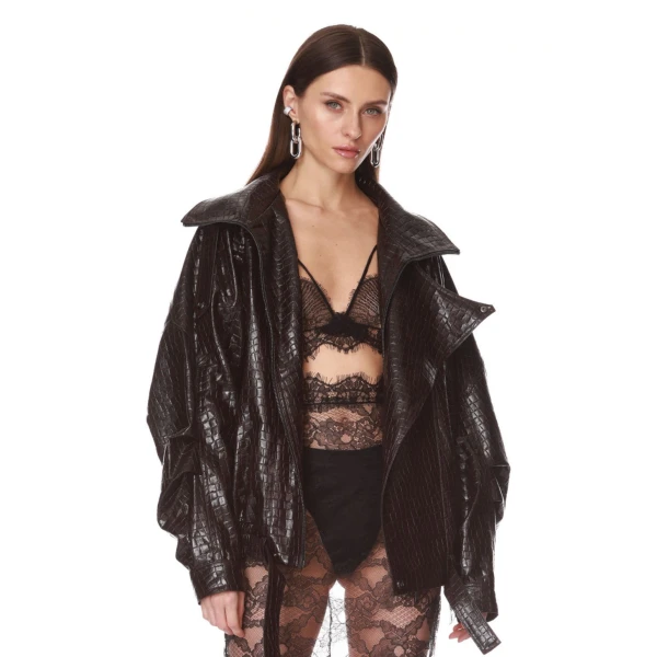 Bronx and Banco Vegan Croc Embossed Jacket | Jackets | Luxury Shoes 