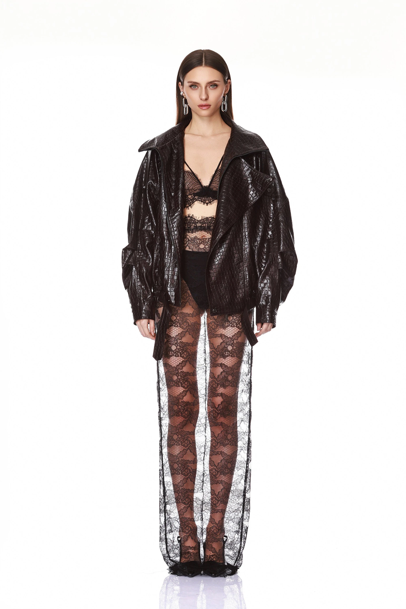Bronx and Banco Vegan Croc Embossed Jacket 2 Bronx and Banco Vegan Croc Embossed Jacket | Jackets | Luxury Shoes