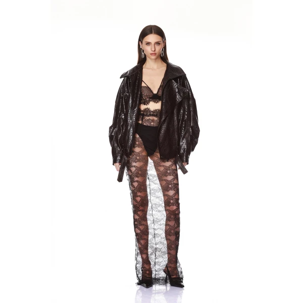 Bronx and Banco Vegan Croc Embossed Jacket | Jackets | Luxury Shoes 