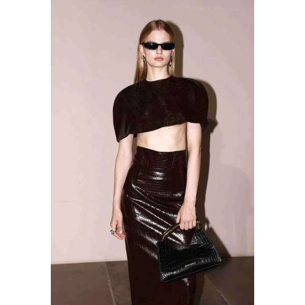 Bronx and Banco Vegan Croc Embossed Maxi Skirt | Maxi Skirts | Luxury Shoes 
