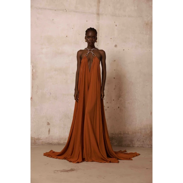 Bronx and Banco Zuri Halterneck Cutout Gown | Evening Gowns | Luxury Shoes 