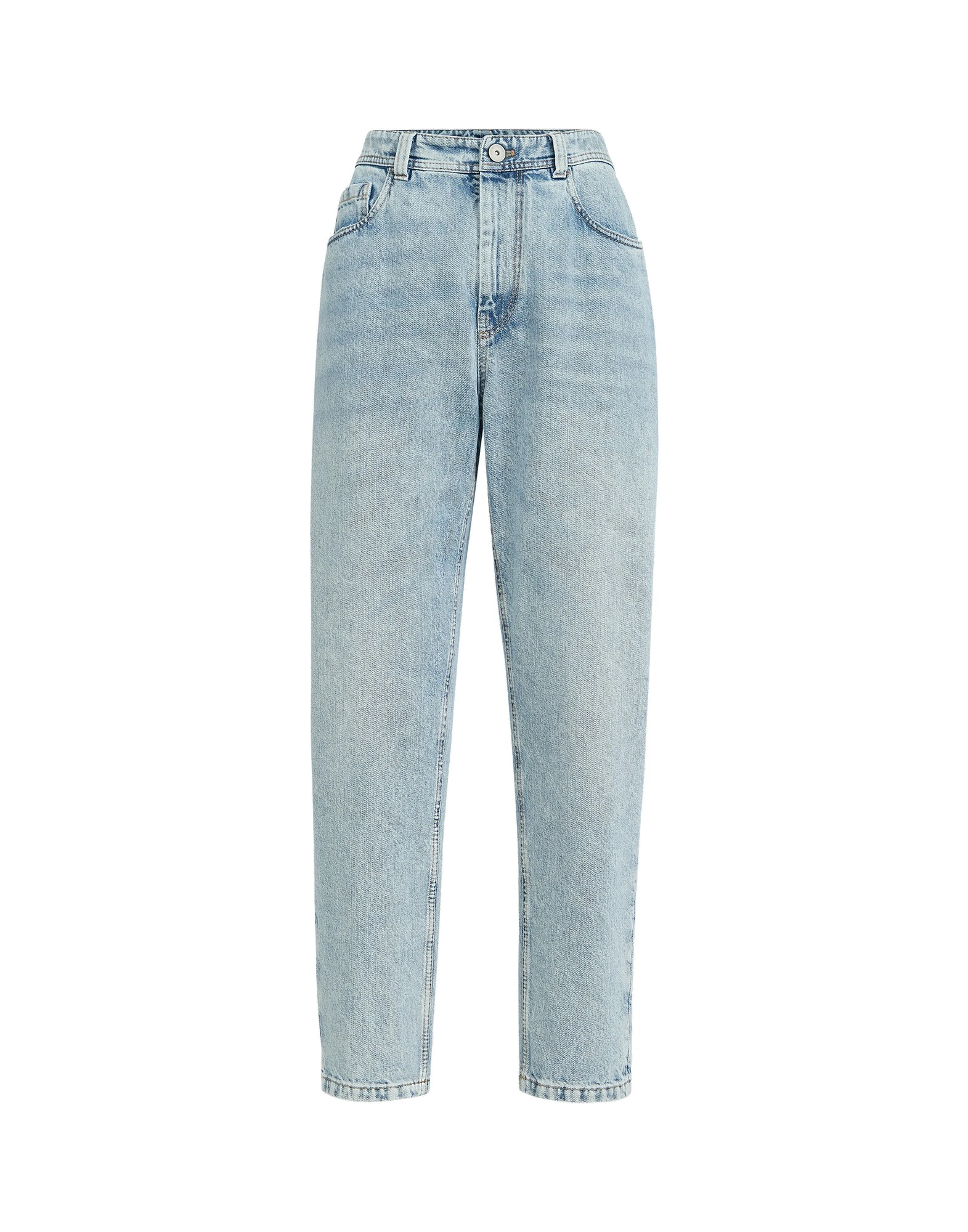 Brunello Cucinelli Authentic denim baggy tapered trousers in Light Denim Brunello Cucinelli