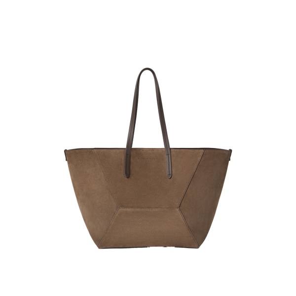 Brunello Cucinelli BC Duo bag in suede with monili in Bark
