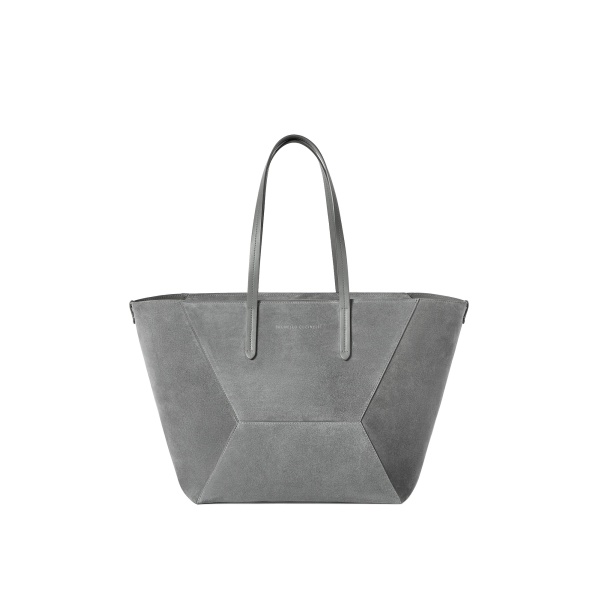 Brunello Cucinelli BC Duo bag in suede with monili in Stone Grey