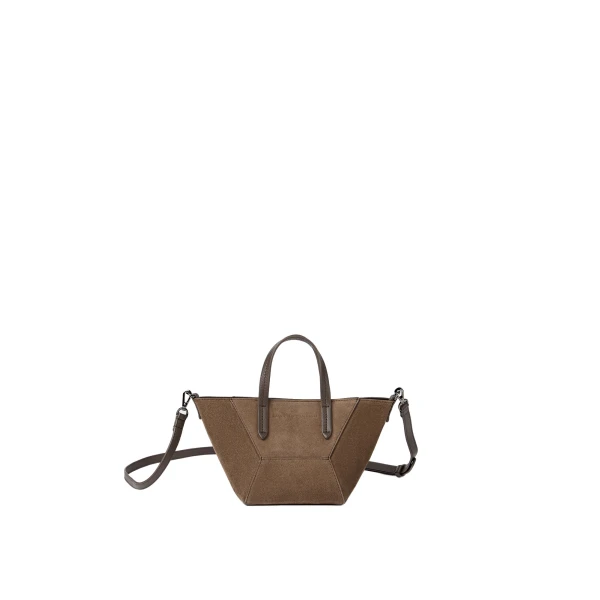 BC Duo mini bag in suede with monili in Bark