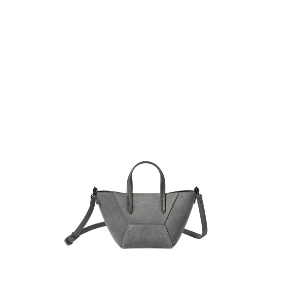 Brunello Cucinelli BC Duo mini bag in suede with monili in Stone Grey
