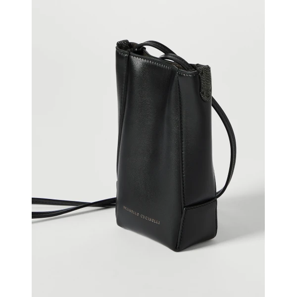 Brunello Cucinelli BC Duo phone holder in Black, view 3 | Phone Cases | Luxury Shoes 