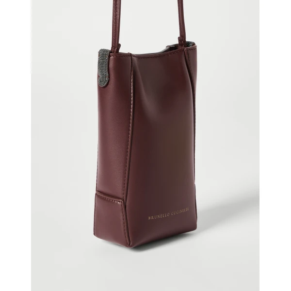 Brunello Cucinelli BC Duo phone holder in Burgundy, view 3 | Phone Cases | Luxury Shoes 